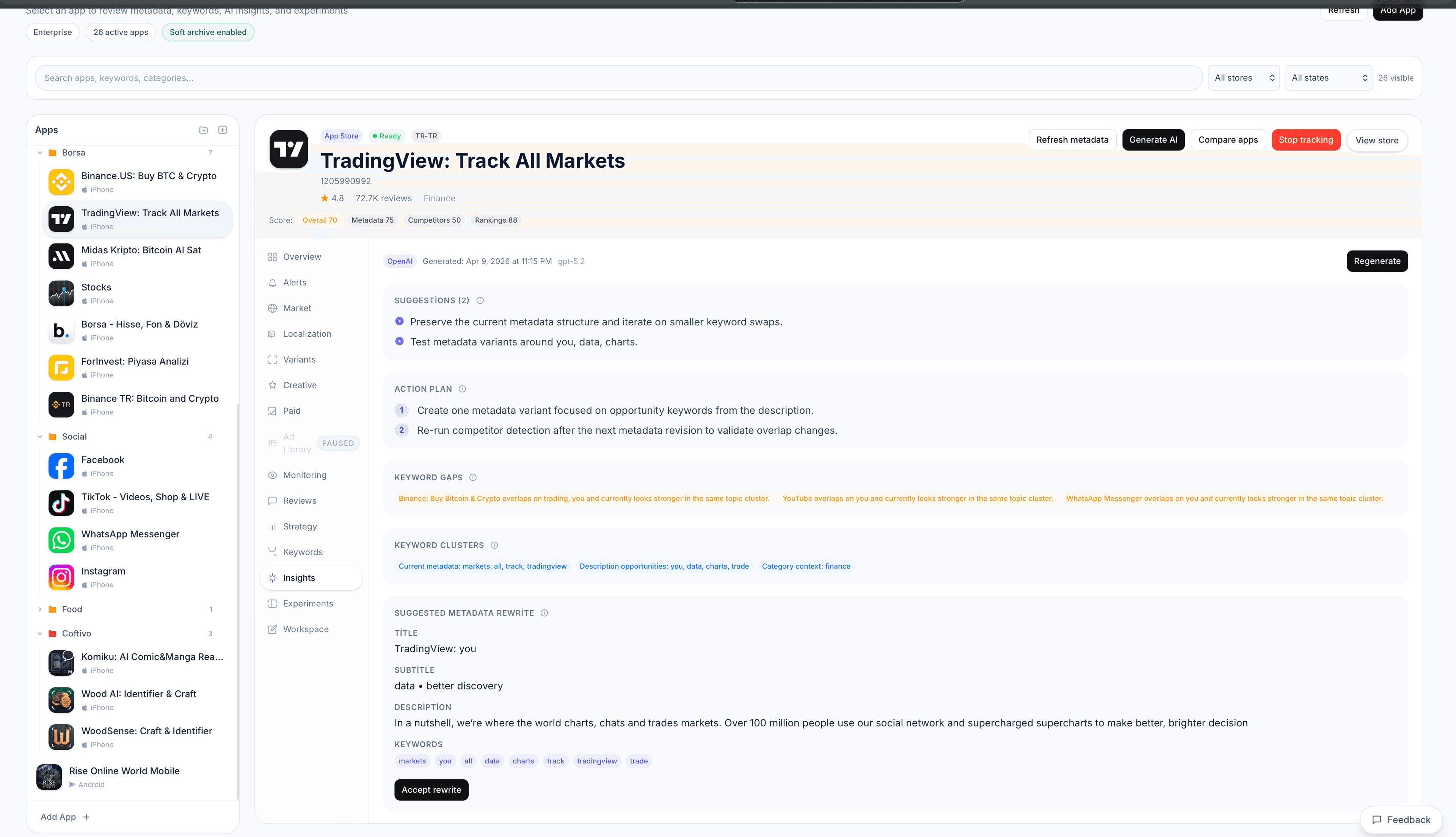 AI metadata rewrite screen preview